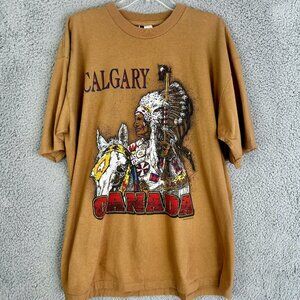 2001 Vintage Calgary Canada Indian Horse Graphic Rodeo T Shirt 2XL Single Stitch